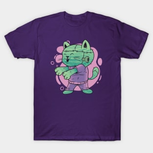 Cute Frankenstein Cat Monster // Adorable Halloween Monster T-Shirt